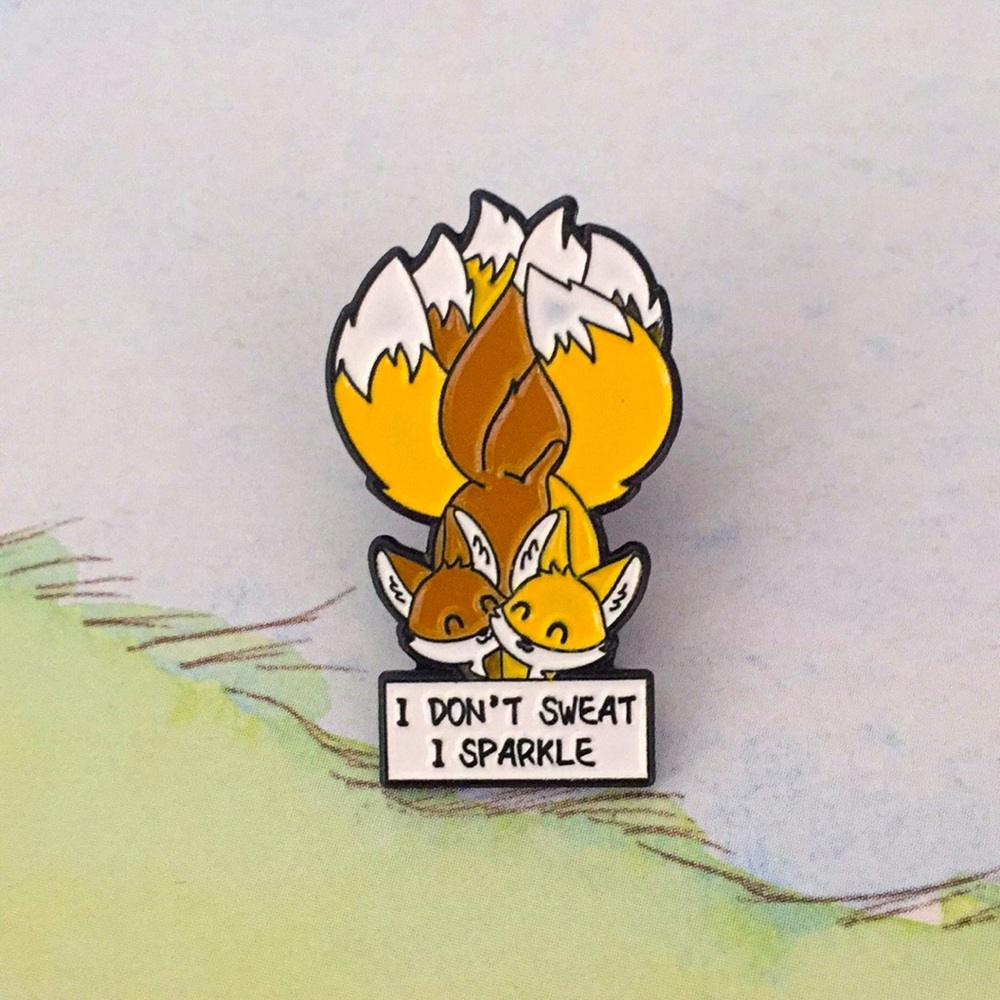 🍏50% OFF/3+..."I DON'T SWEAT, I SPARKLE" Cartoon Fox Pin